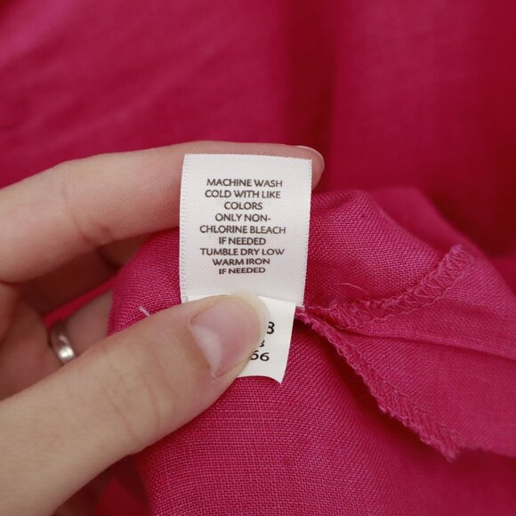 J. Jill Linen Top Women M Pink Lagenlook Boho Barbie Bright Resort Coastal Beach - Picture 5 of 15